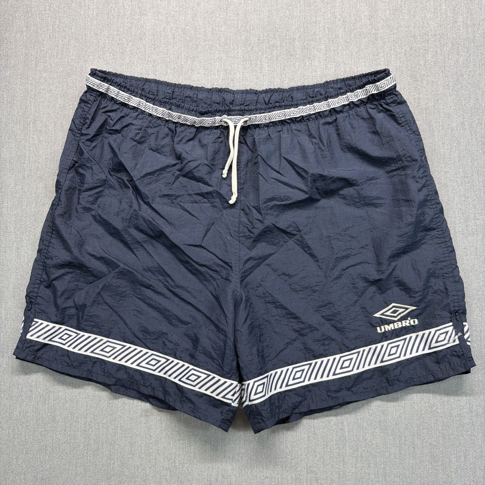 Vtg 90s Umbro Shorts Mens Medium Blue Soccer Rugby Windbreaker